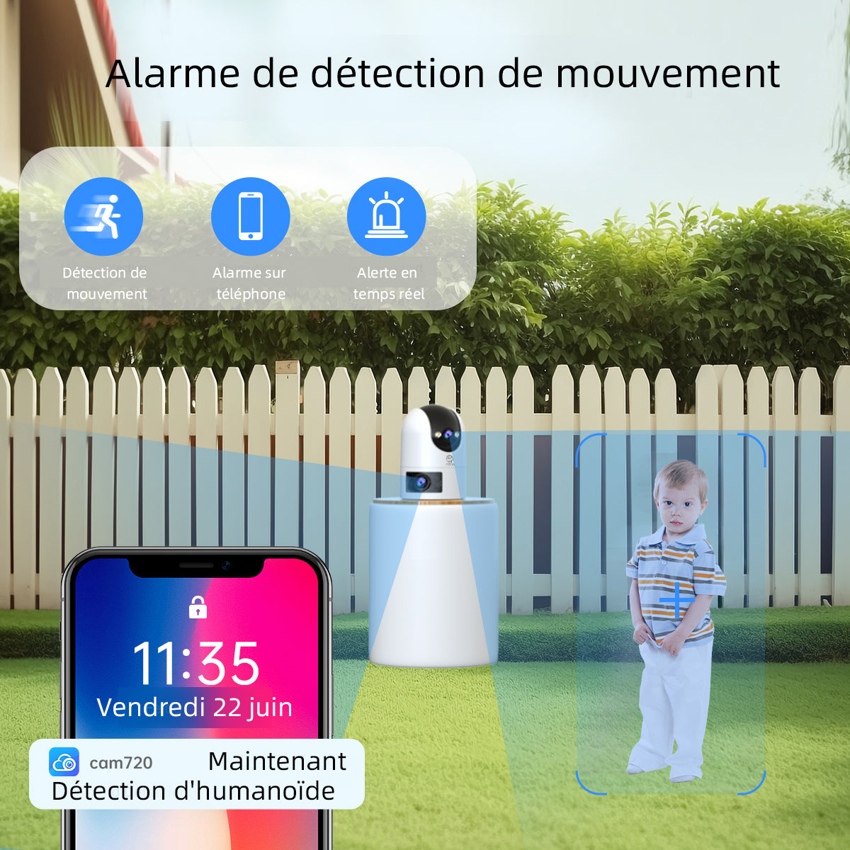 JOOAN W8-U X Caméra de sécurité intérieure/extérieure à double objectif, Wi-Fi double bande 2,4 GHz/5 GHz, vue 360°, IP66, vision nocturne couleur, enregistrement 24 h/24 et 7 j/7, suivi automatique, audio bidirectionnel, stockage en nuage/sur carte,