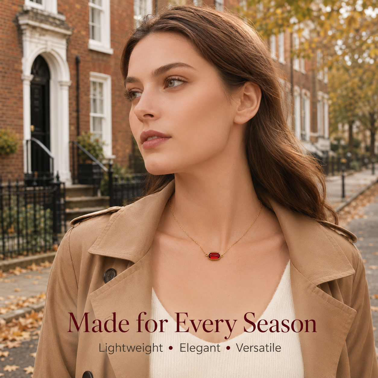 VoxorAI Collier, Collier hypoallergénique en pierre naturelle, Collier en zircon, Chaîne de clavicule avec pendentif en cristal, Toutes saisons, Rouge
