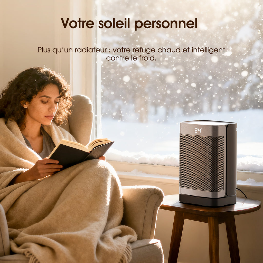 Totopia Chauffage électrique PTC 1500 W avec 2 modes de chauffage, Minuterie 12 h, Protection anti-basculement et anti-surchauffe, Chauffage d’appoint pour chambre, bureau