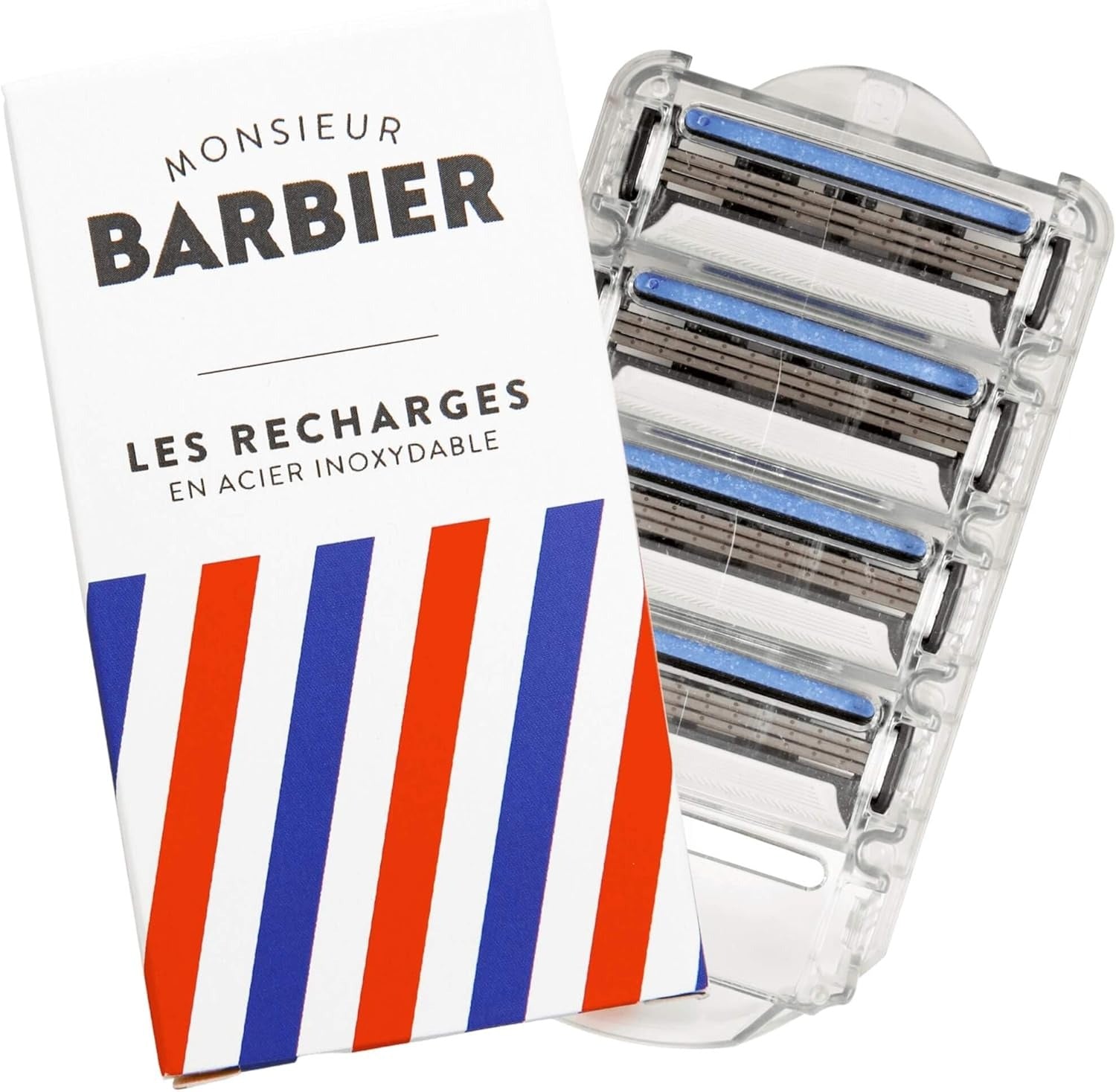 MONSIEUR BARBIER Recharges L'Ambitieux (Compatible Barbier) - Lot de 4 lames