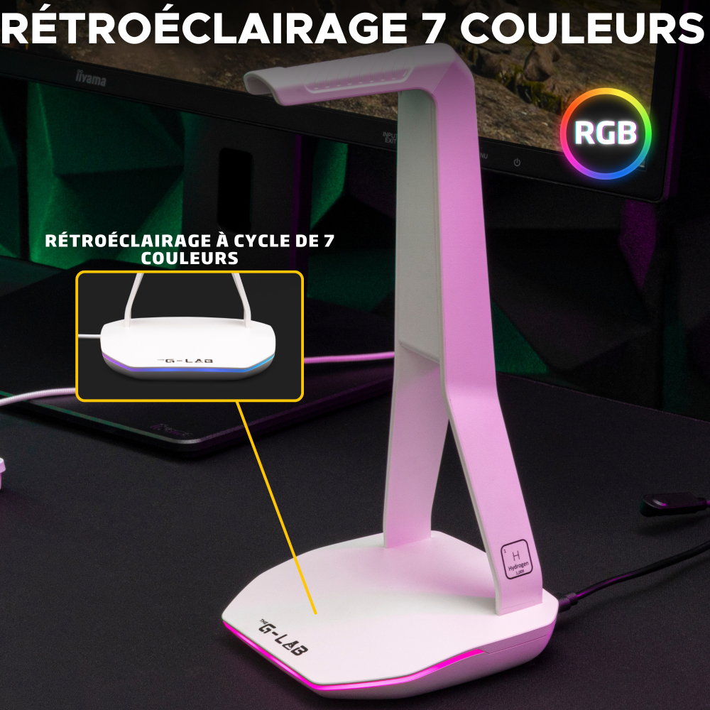 THE G-LAB K-STAND HYDROGEN Support de Casque Gaming - Blanc