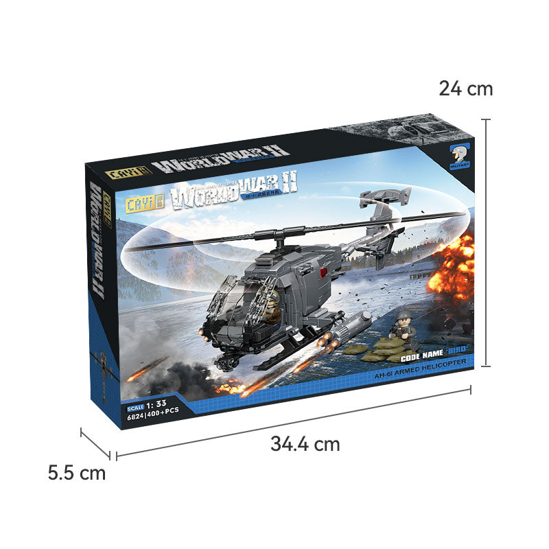 CAYI AH-6I Hélicoptère armé 400 pièces ensemble de blocs de construction pour passionnés