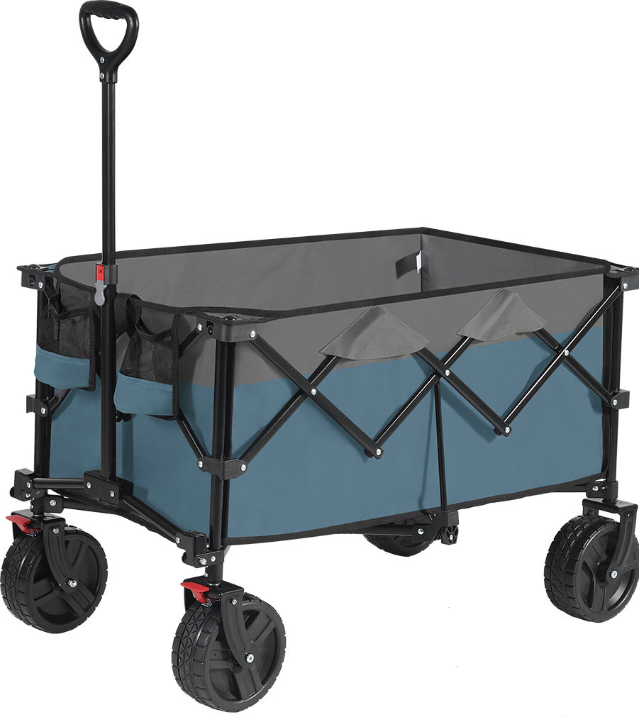 Sekey Chariot de festival pliable 200 L avec roues tout-terrain extra larges et frein, Bleu gris
