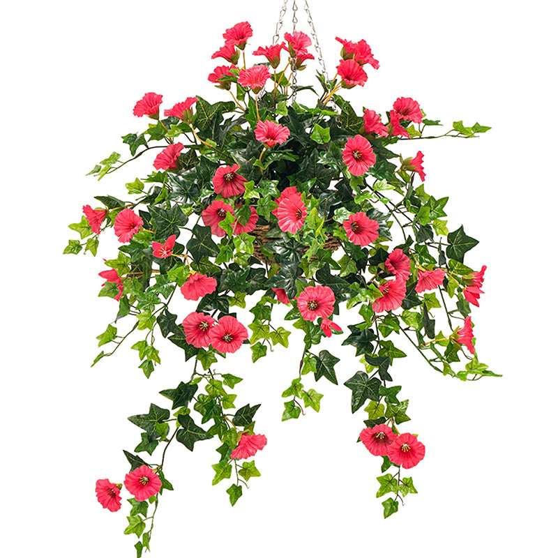 YueJia Lot de 2 bouquets suspendus de fleurs artificielles en soie pétunia - 75 cm