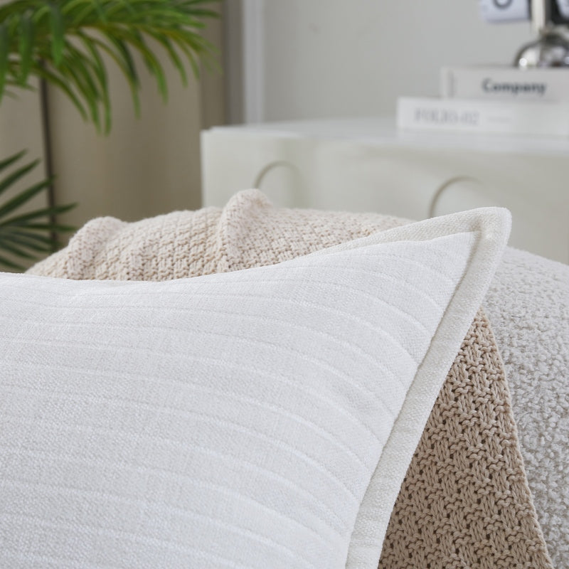 MEROPE, Housse de coussin classique en polyester multicolore, 50x50 cm, blanc, 1 pack