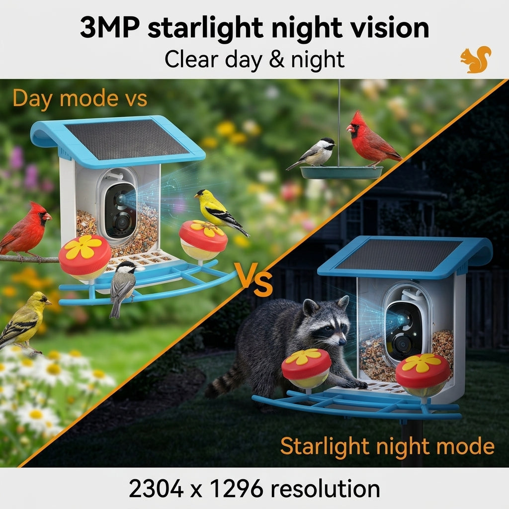 Blinkit Bird Villa - Mangeoire d’extérieur pour oiseaux 1,2 L, batterie 4400 mAh, caméra intelligente IA en nuage avec vision nocturne LED, audio bidirectionnel