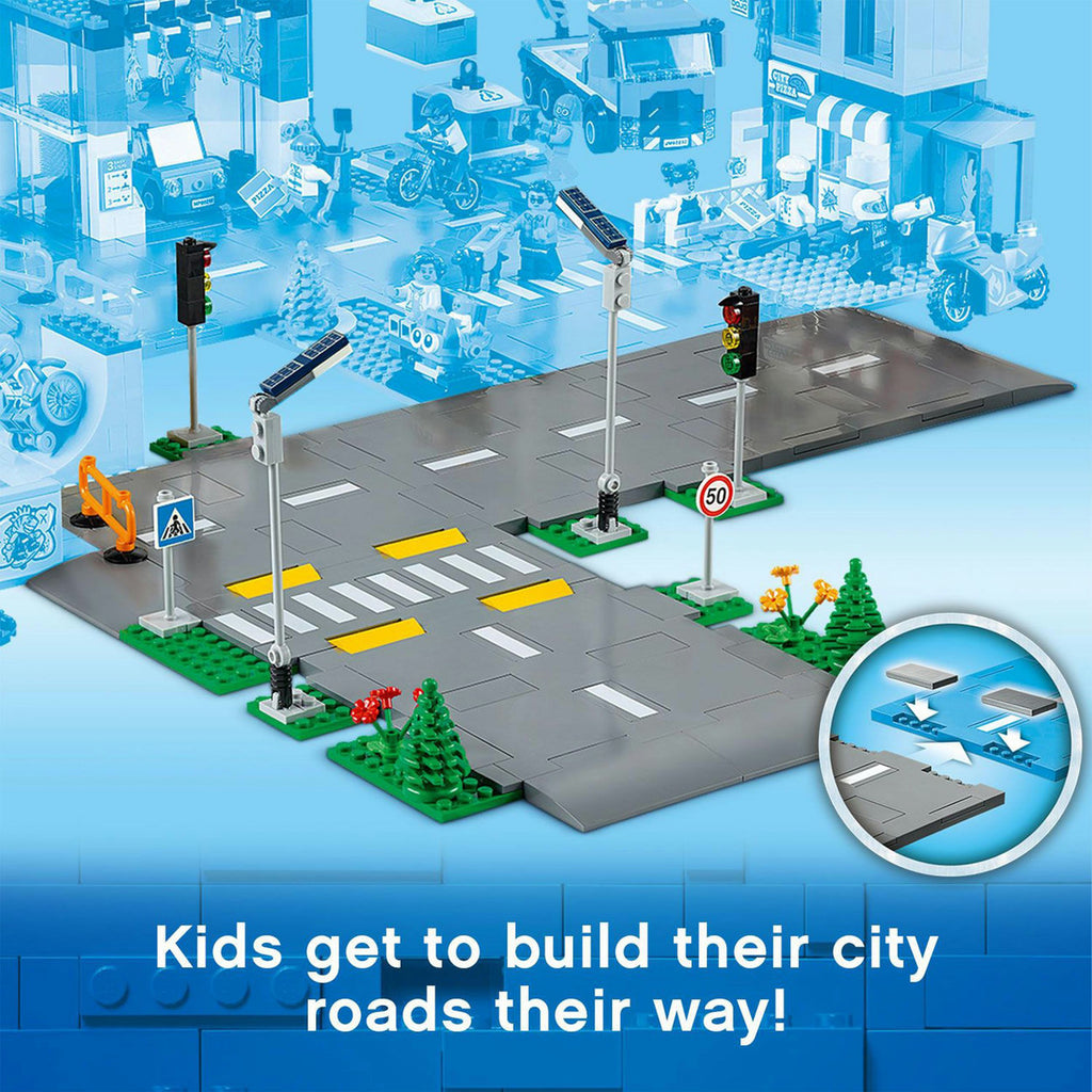 LEGO City Plaques de Route 60304 Ensemble de Jouets de Construction avec Lampadaires Phosphorescents