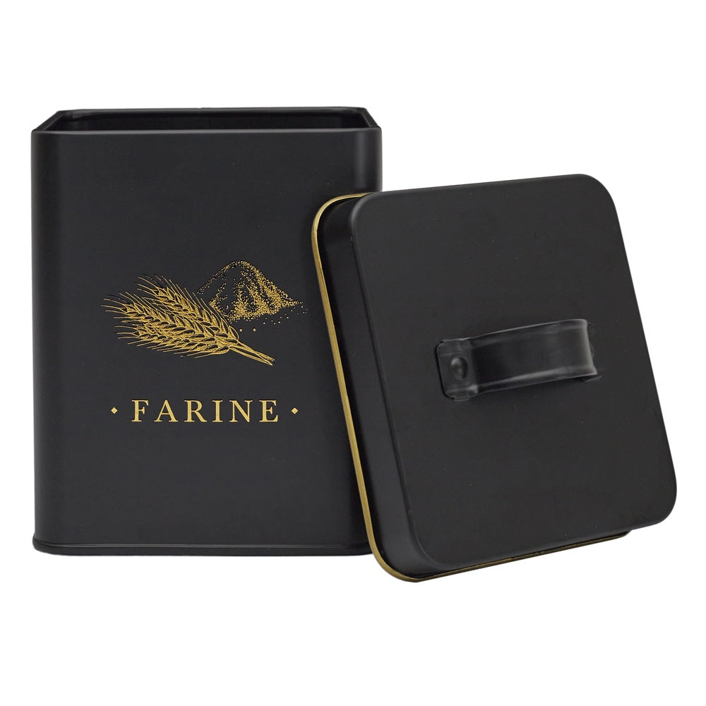 COOK CONCEPT Boîte à farine en métal noir et doré