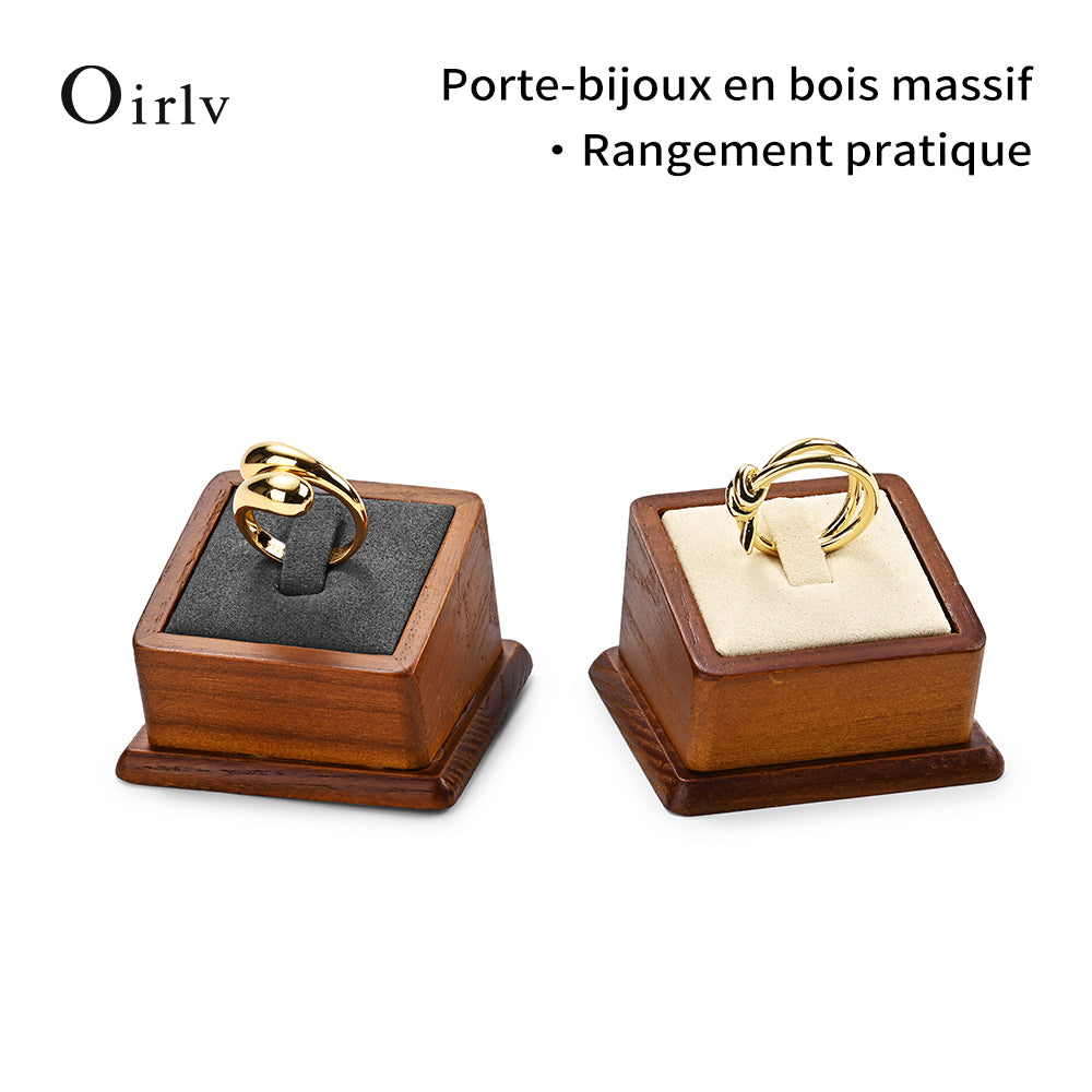 Oirlv Porte-bague en bois massif, support d'affichage de bague carré, présentoir de bijoux, support d'affichage pour boucles d'oreilles et bracelets
