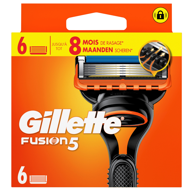 Gillette Lames de Rasoir Homme Fusion 5, Pack de 6 | Recharges Longue Durée en Acier Inoxydable, Bande Lubrifiante, Micro-Lamelles, 1 Rechange Jusqu’à 20 Rasages