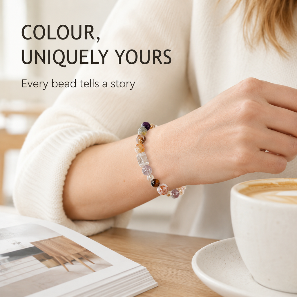 VoxorAI L8 Bracelet en cristal, Bracelet en améthyste naturelle, Bracelet en cristal original fait main à faire soi-même, tendance et haut de gamme