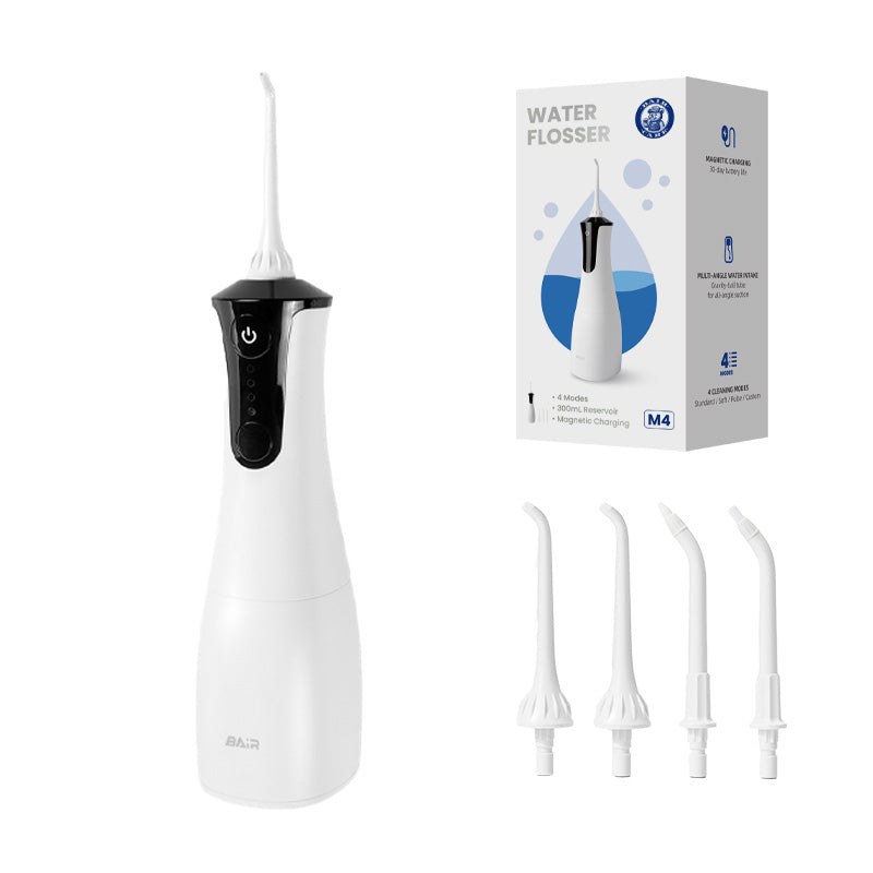 BAIR CARE Hydropulseur dentaire portable M4, Mode pulvérisation pressurisée, Autonomie 30 jours, Rechargeable USB, 4 modes de nettoyage, Étanche IPX7