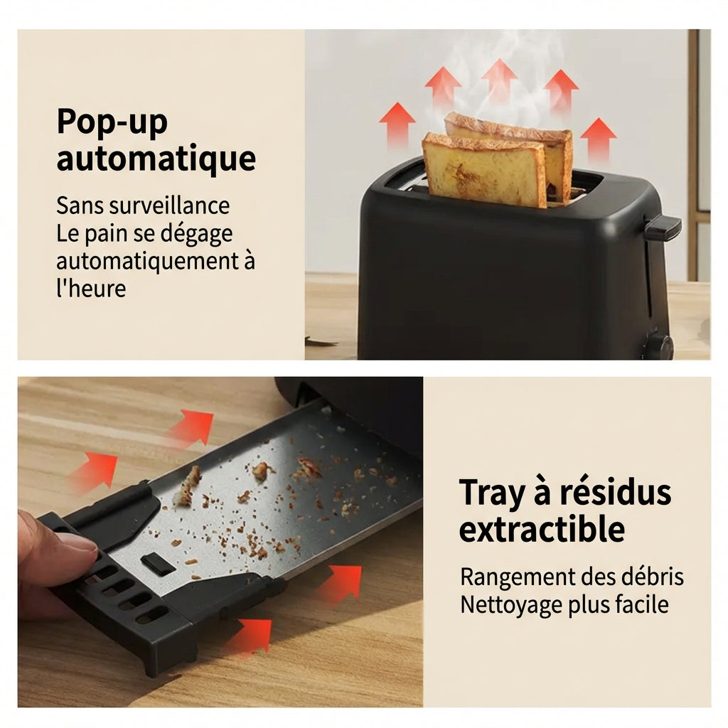 Ochama Grille-pain multifonction 650 W avec 6 niveaux de brunissage