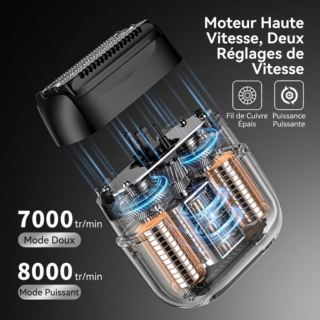 Sparoma FK-706 Rasoir Électrique Épilation Outil de Filage 4 Lames de Rasage Acier Inoxydable Longue Durée Noir