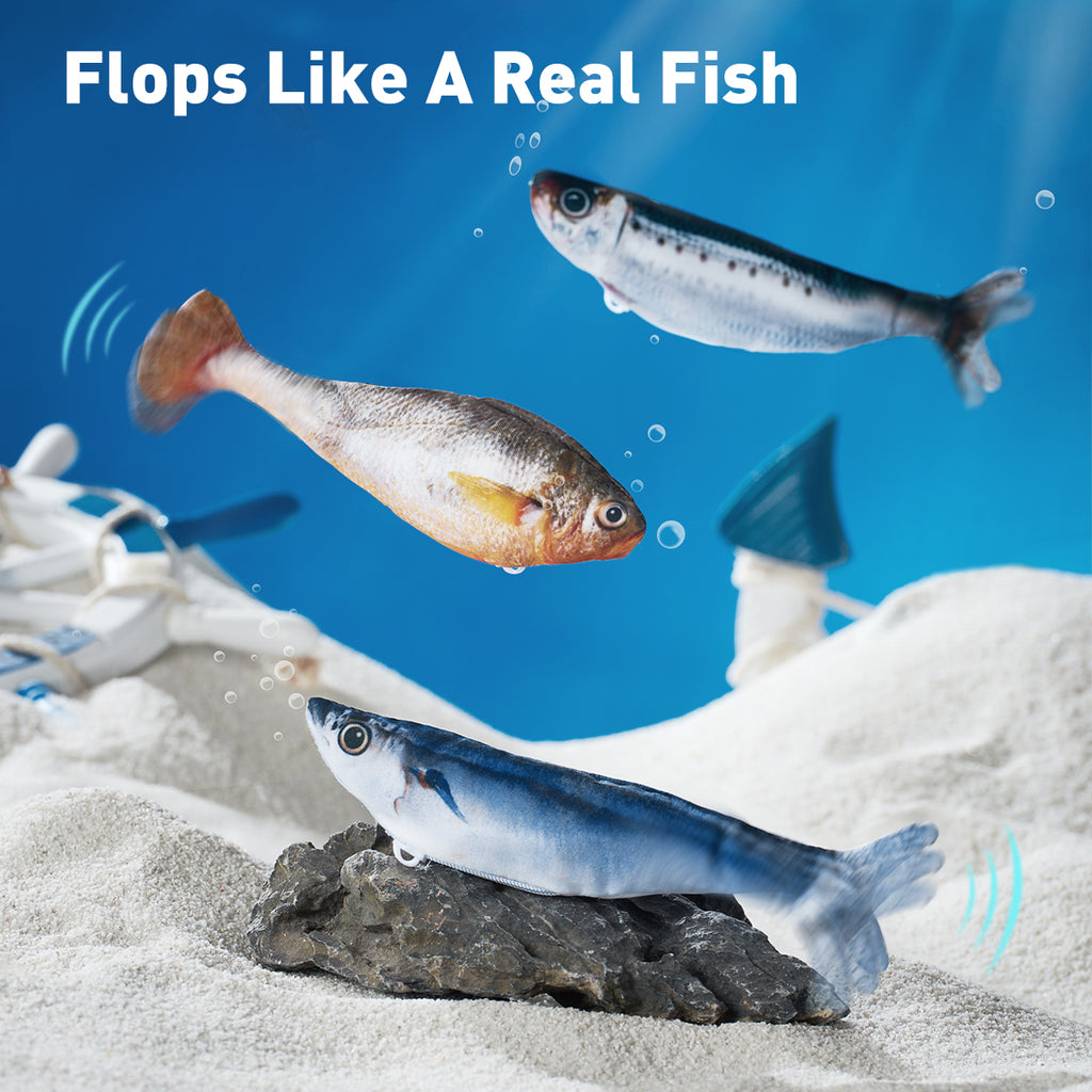 PETGRAVITY Lot de 3 jouets poissons remuants pour chat avec herbe à chat