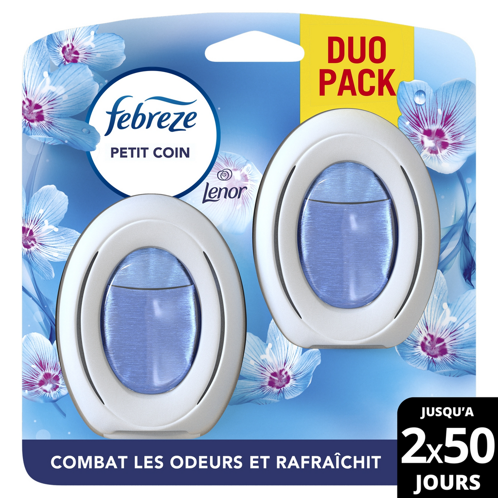 Febreze Petit Coin, Désodorisant WC En Continu (7.5ml x2), Parfum Eveil Printanier, Combat Les Odeurs, Fraîcheur Jusqu'à 50 Jours