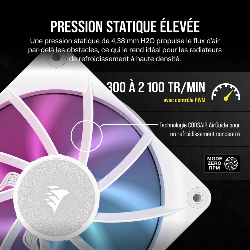 CORSAIR RX RGB Series, iCUE LINK RX120 RGB White, 120mm RGB Fan, Triple Fan Kit