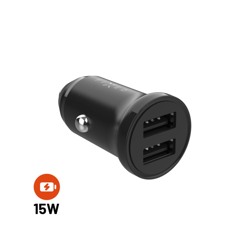 FIXED Chargeur allume-cigare double USB 15W - Noir