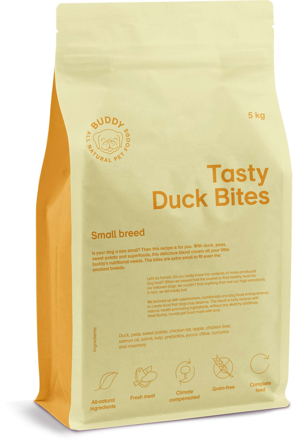 BUDDY ALL NATURAL PET FOODS, Délicieux morceaux de canard, 5 kg