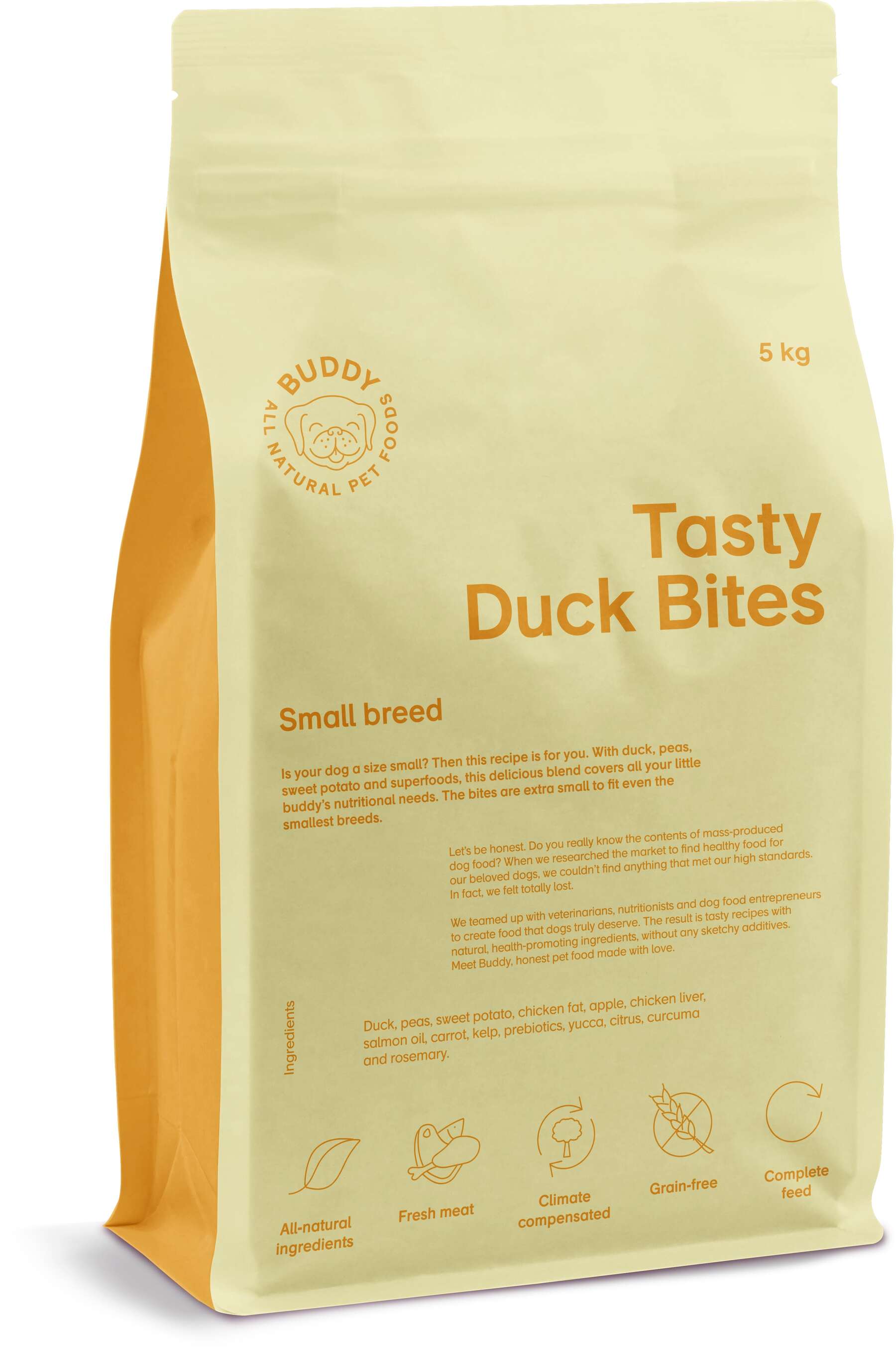 BUDDY ALL NATURAL PET FOODS, Délicieux morceaux de canard, 5 kg