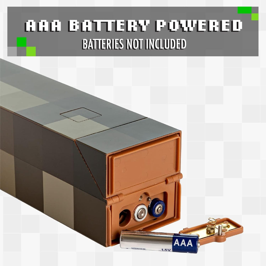 MINECRAFT Torche lumineuse - sous Licence Officielle - 29 cm - 2 Modes d'éclairage - Autoportant ou à fixer au mur - à piles