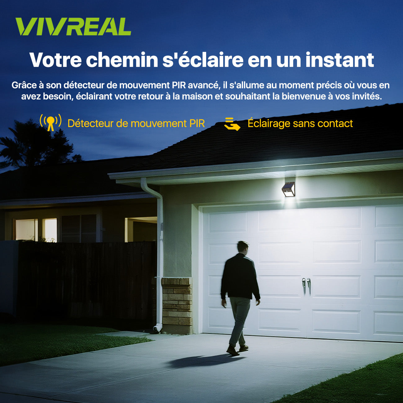 VIVREAL Lampes murales solaires, alimentées par l’énergie solaire, lot de 4, 140 LED, YHM02C, promotion de Nouvel An, idées cadeaux top