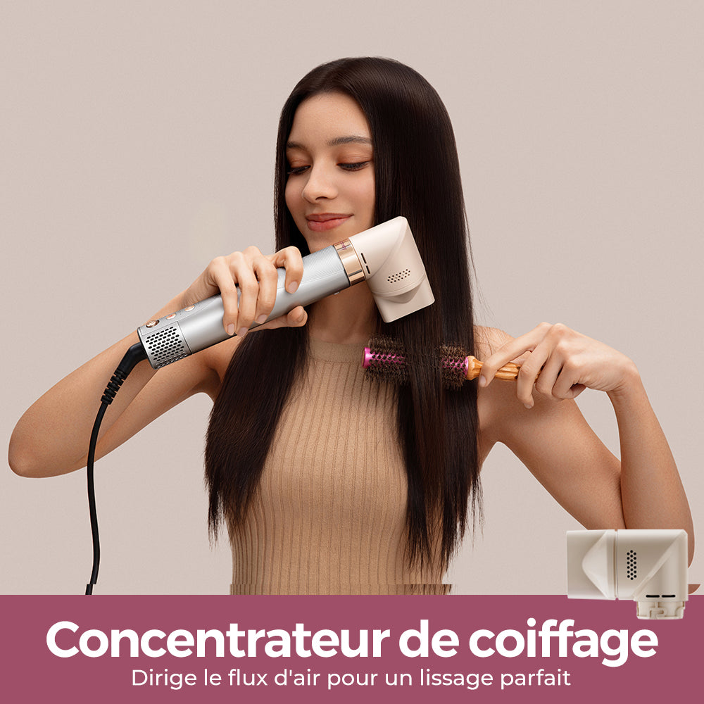 Lecomely Brosse coiffante à air 5 en 1 avec fonctions de bouclage et séchage automatiques, sèche-cheveux léger haute vitesse à air enveloppant avec technologie à ions négatifs