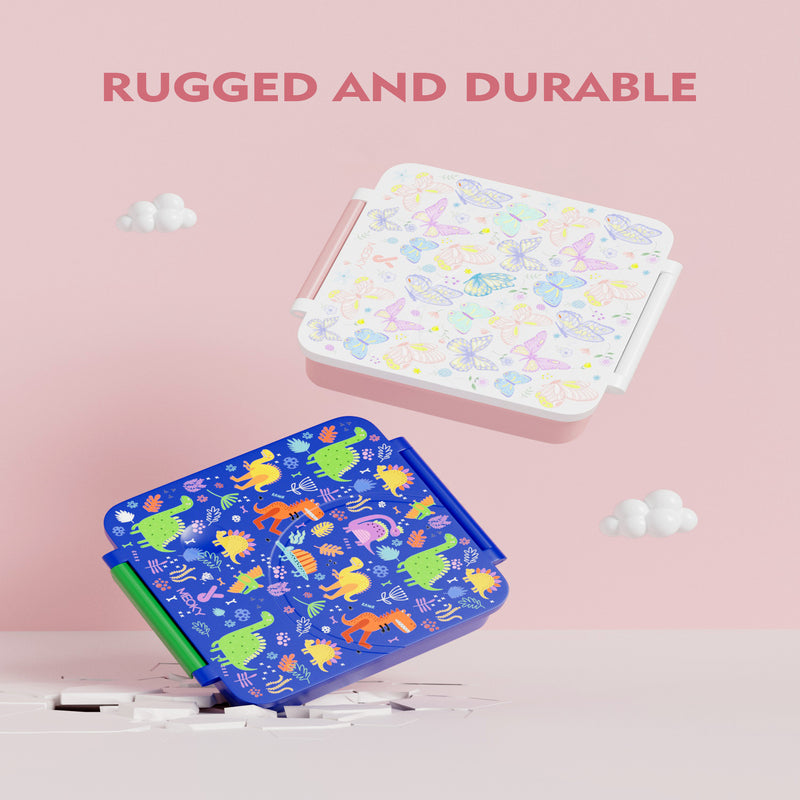 Meoky Boîte repas compartimentée 54 oz à loquet unique - Papillon blanc
