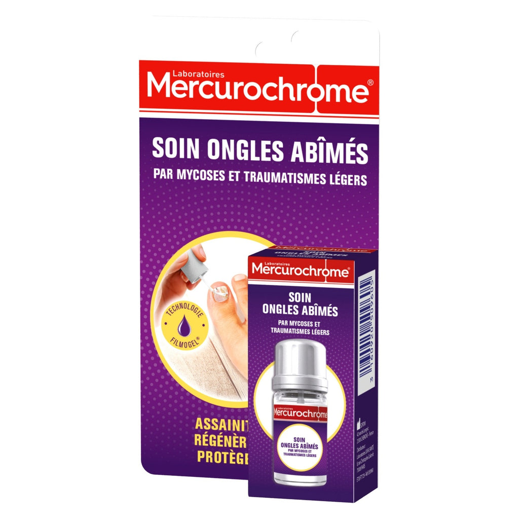 MERCUROCHROME Traitement des ongles abîmés, pour les ongles abîmés par des mycoses et des traumas, 3,3 ml