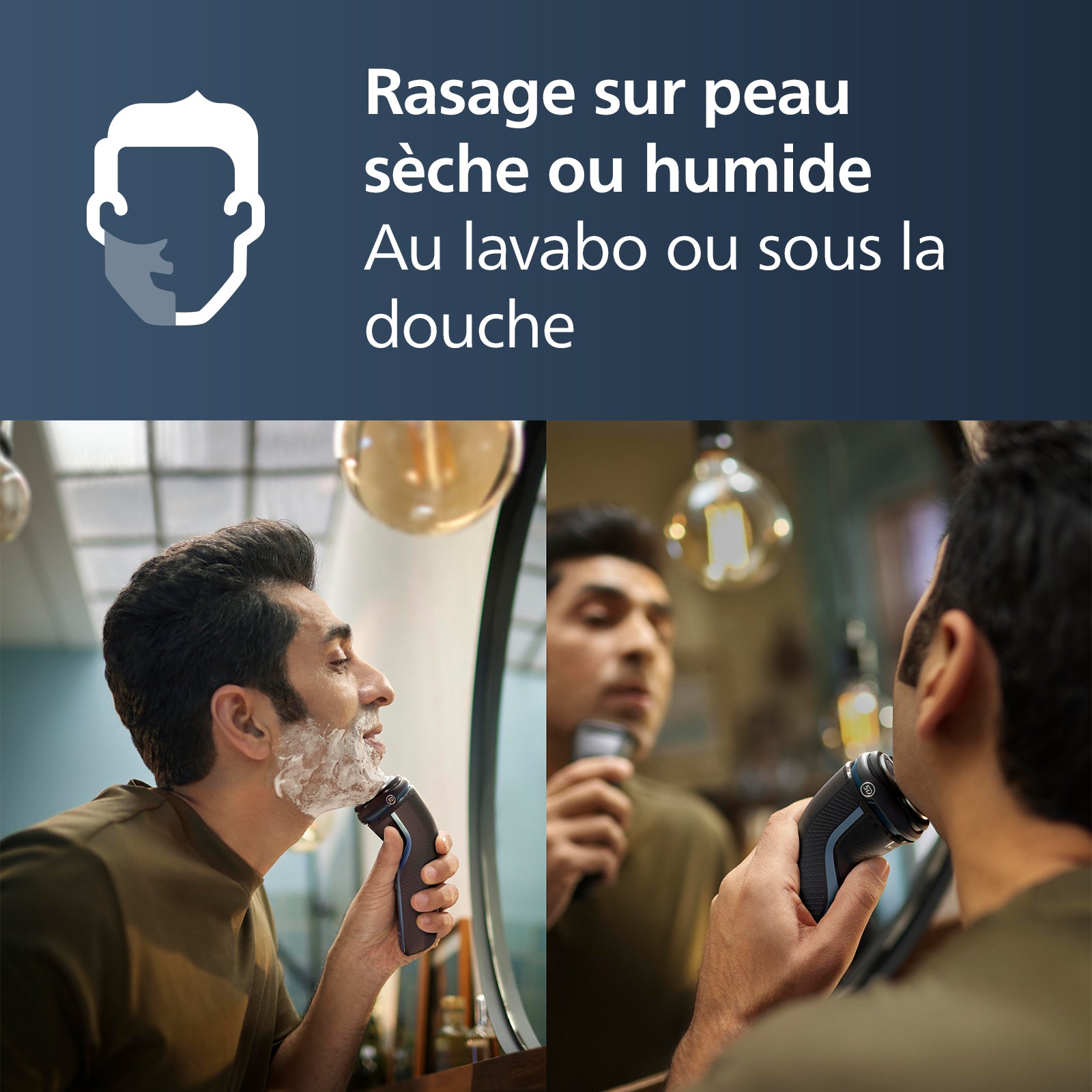 Philips Series 3000 S3243/12 Rasoir électrique avec têtes 5D Pivot & Flex, 27 lames PowerCut auto-affûtées, utilisation humide & sèche, tondeuse rétractable, charge rapide - Noir