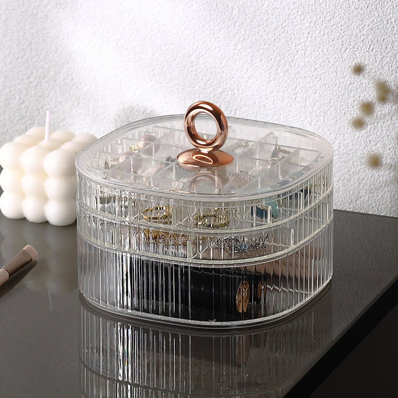 JORDAN&JUDY Boîte de rangement à bijoux grande capacité multicouche à compartiments, Étui à bijoux pour boucles d’oreilles, colliers, bagues et montres - Transparent