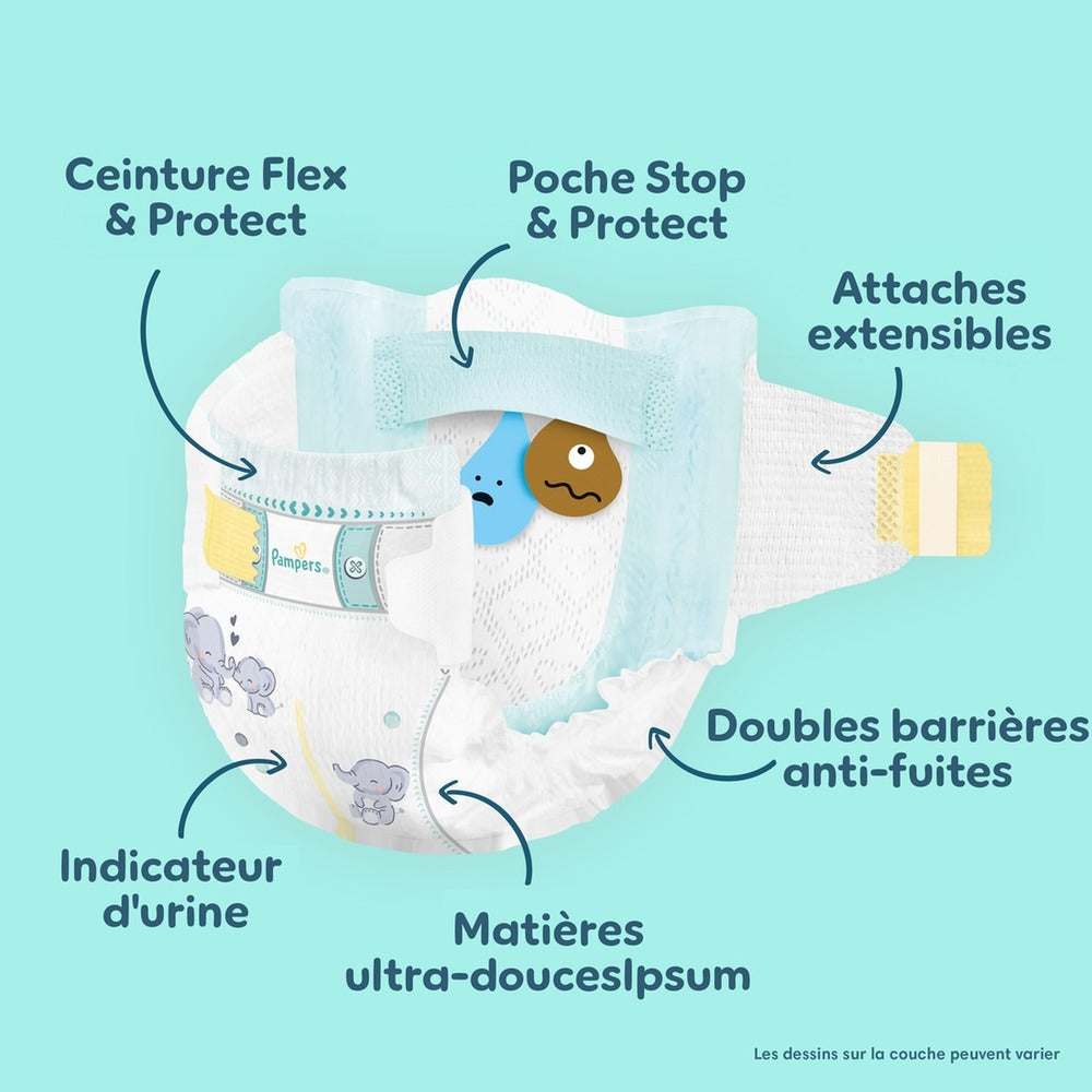 Pampers Premium Protection, Taille 4, 75 Couches, 9-14 kg, Notre N°1 Pour La Protection De La Peau Et Contre Les Fuites
