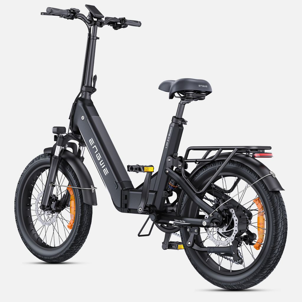 ENGWE L20 3.0 Boost Vélo électrique, Vélo électrique avec application, Batterie 48 V 13,5 Ah jusqu'à 135 km, Capteur de couple et freins hydrauliques, Pneus 20 x 3,0, Recharge en 2 h - Noir