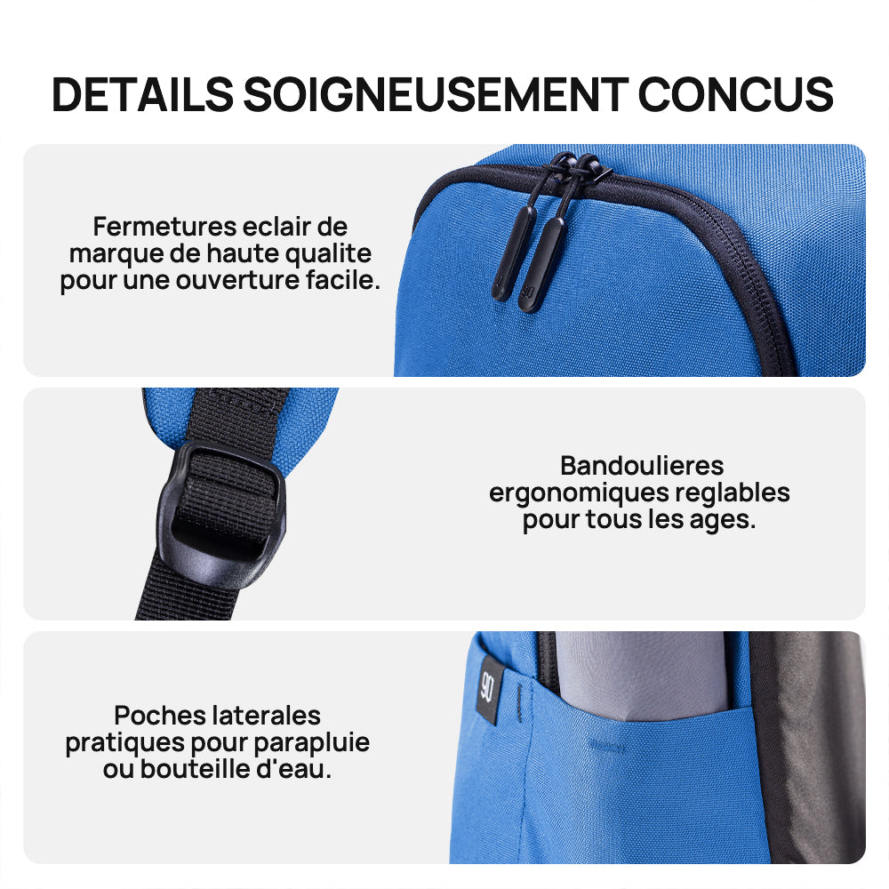NINETYGO Tiny Sac à dos 12 L - Bleu - Ultra léger (194 g) - Design minimaliste - Polyvalent - Grande capacité