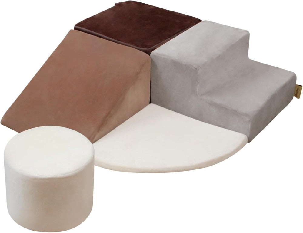 Blocs de construction en mousse pour enfants BanaSuper, blocs de construction en mousse XXL, certifiés EN71, jouet Montessori pour enfants, coque lavable pour le plaisir en intérieur, coffret de jeu en mousse douce pour bébé (Gris café)