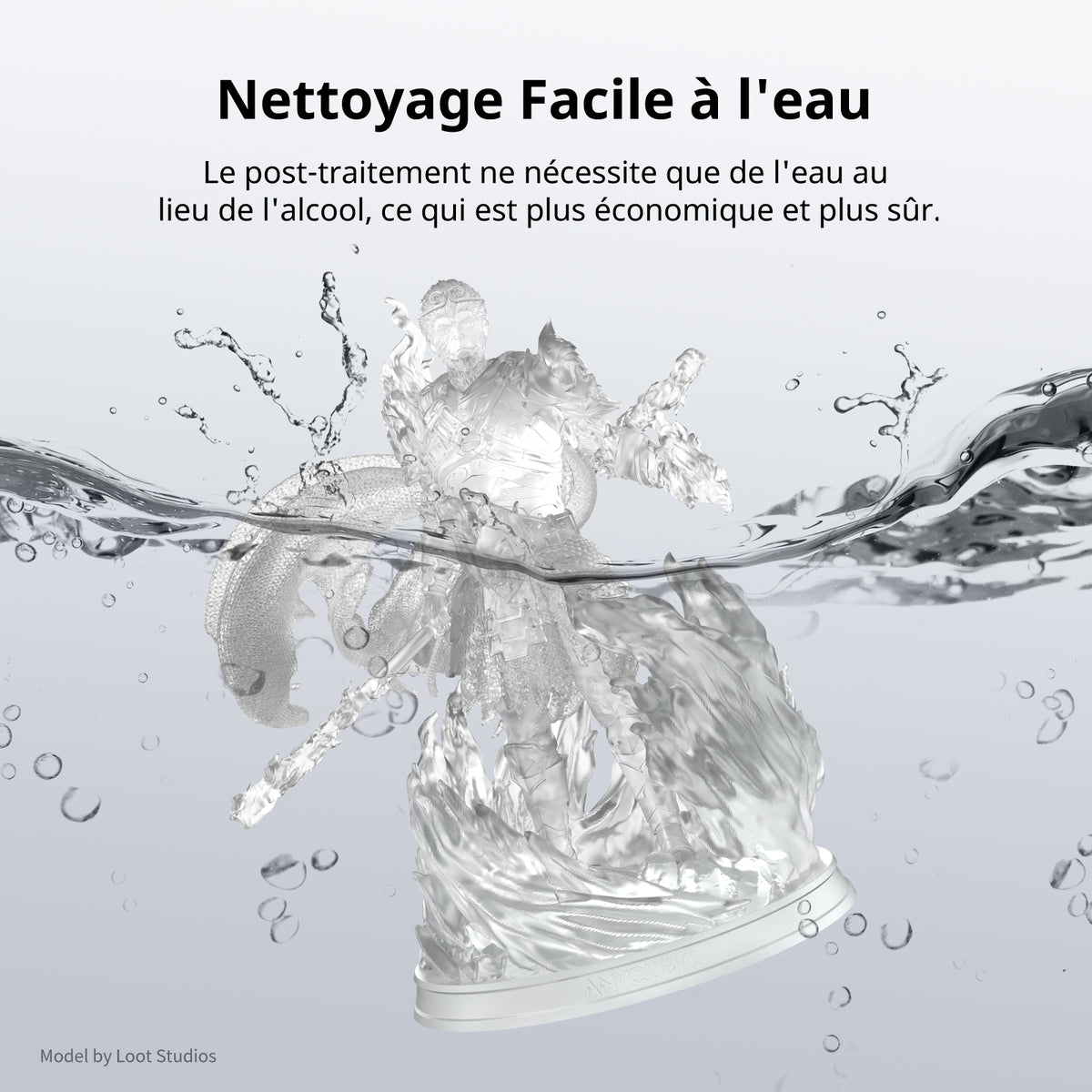 ANYCUBIC Résine Lavable à l'Eau 2.0, 405nm UV, Faible Odeur, Nettoyage Facile pour Imprimantes 3D LCD/DLP/SLA, Transparente, 1 kg