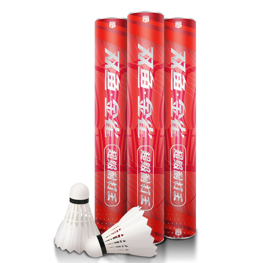 DOUBLE FISH JinQue Super King Lot de 12 volants en plumes de canard de vitesse 77 - Rouge