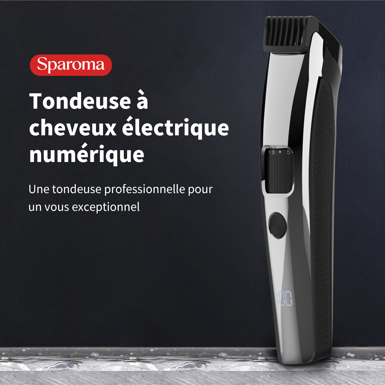 Sparoma Tondeuse à Cheveux pour Homme — Tondeuse Barbe Sans Fil avec Réglage à 10 Niveaux, Lame de Précision 0,1mm, Affichage LCD & Charge en Utilisation, Faible Bruit — FK-302