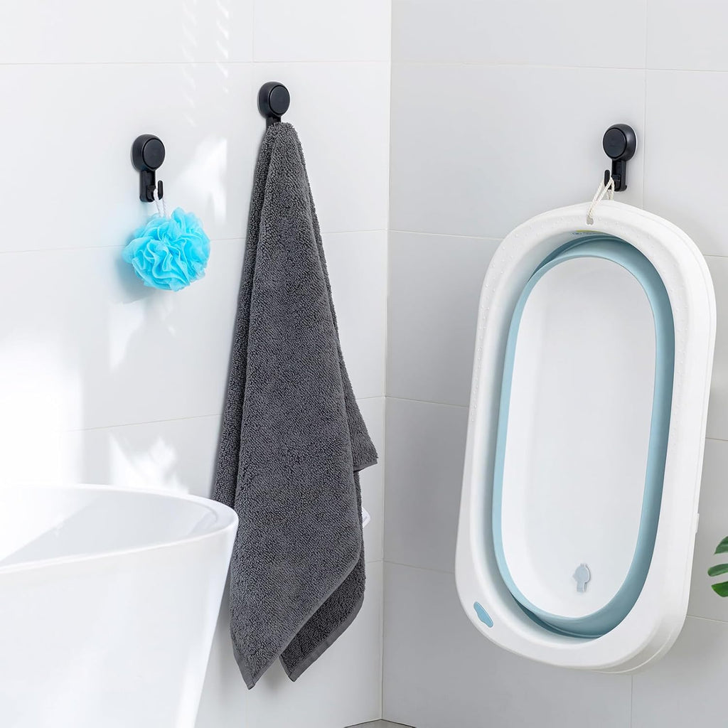 Taili Lot de 4 crochets de douche à ventouses puissantes rotatifs à 360° pour serviette et éponge de luffa