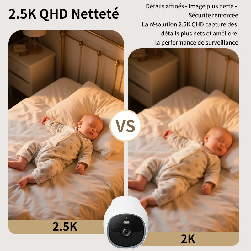 UNIVIEW Youkey S320 Caméra de surveillance magnétique sans fil -2,5 K QHD avec Wi-Fi 6 double bande -150° FOV détection IA personnes et animaux stockage intégré -8 Go vision nocturne