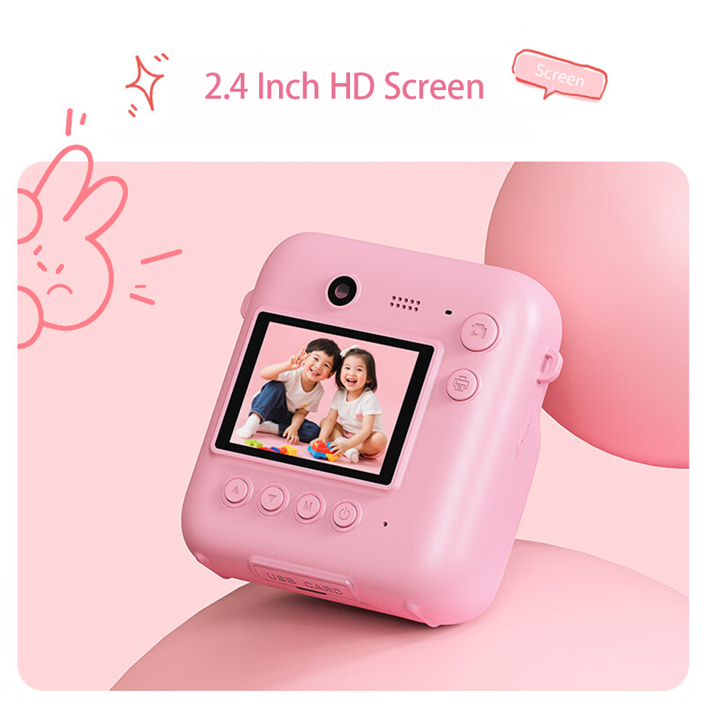Songdian Appareil photo à impression instantanée pour filles et garçons, Cadeau jouet rose pour Noël et anniversaire