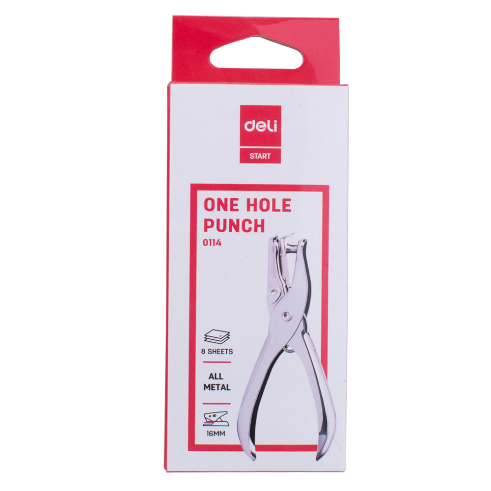 Deli Perforatrice à un trou, Outil de bureau pour papier, Argent, 1 lot