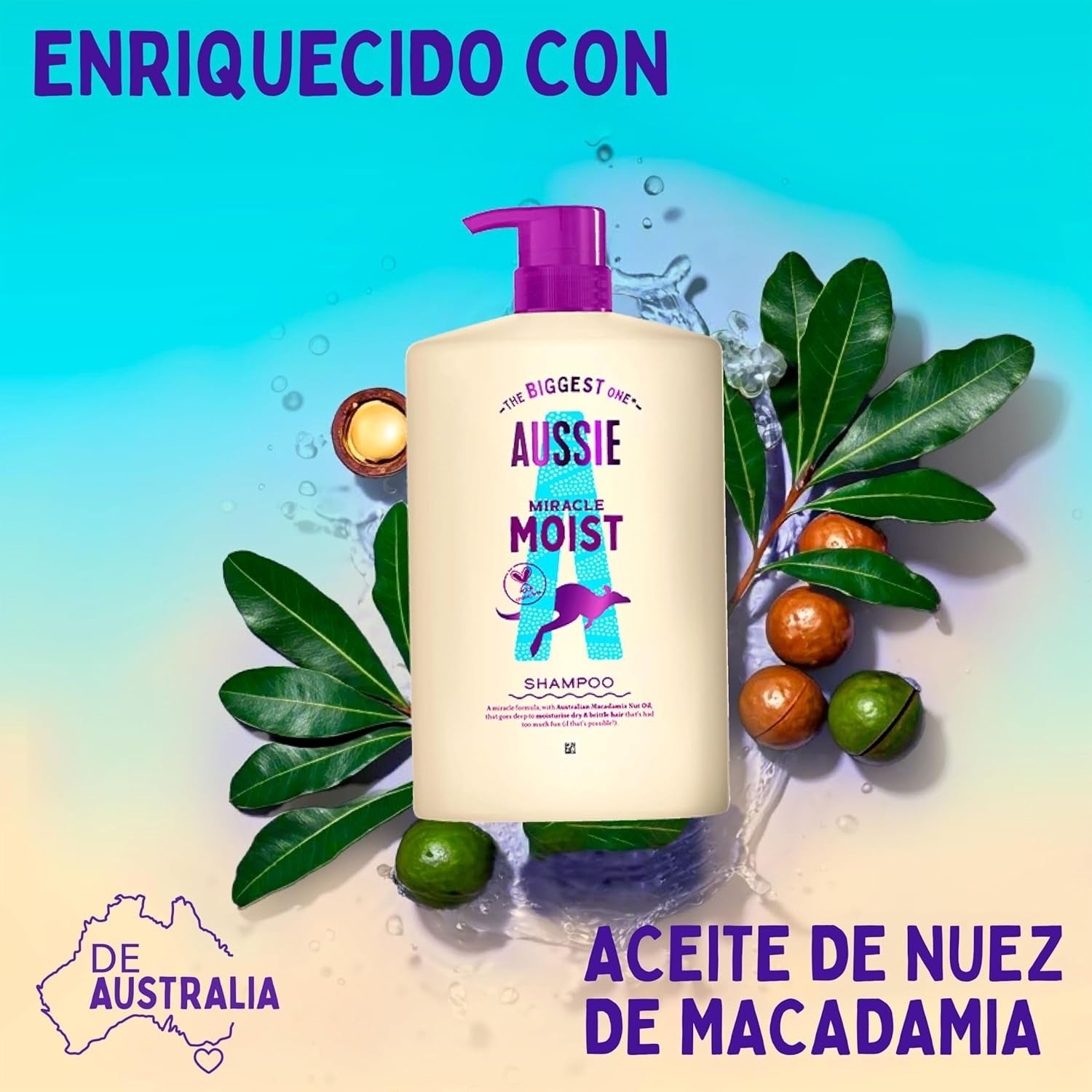 Aussie Shampooing Miracle Moist pour cheveux secs et abîmés - 1000 ml