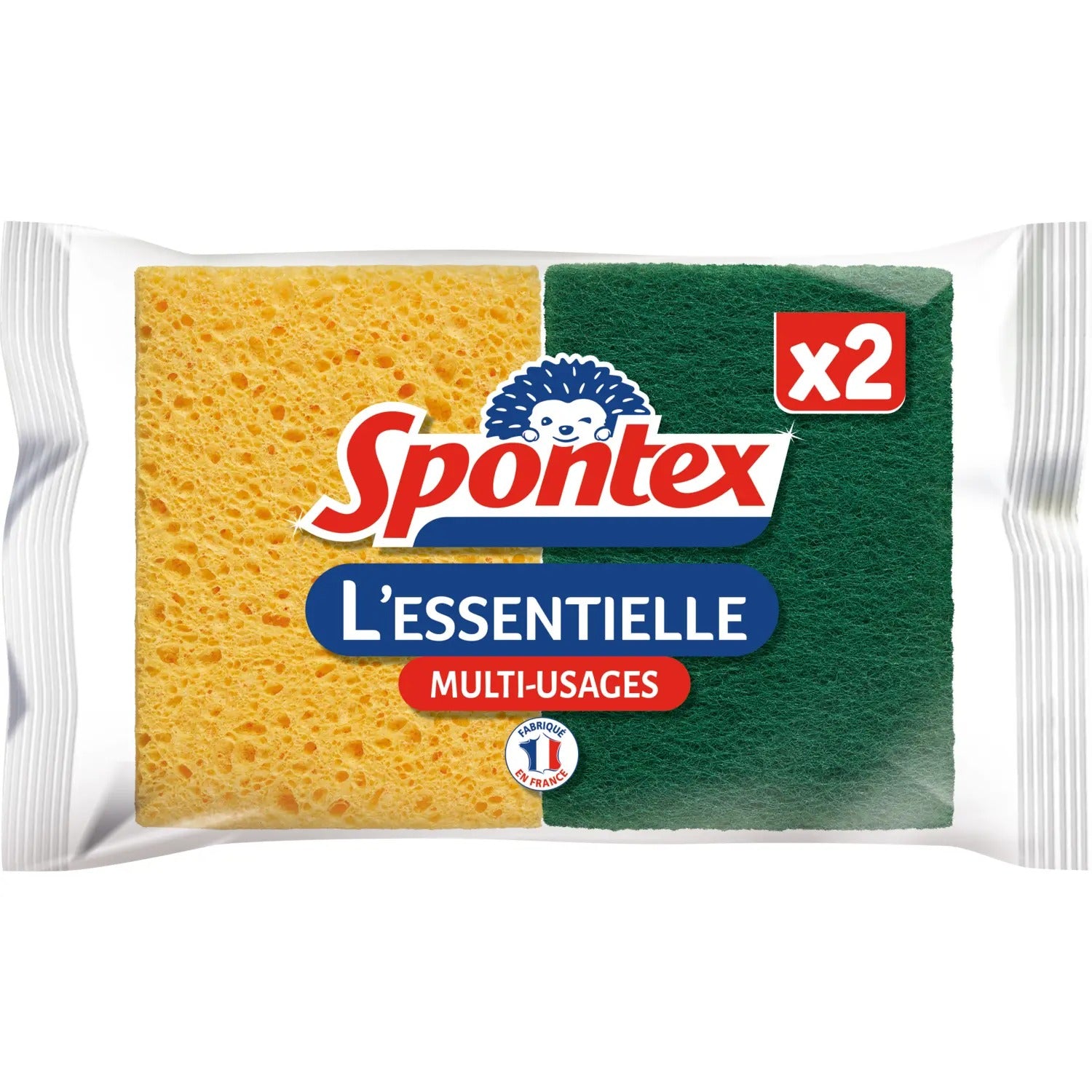 SPONTEX Essential Éponges multi-usages double face format compact 2 éponges