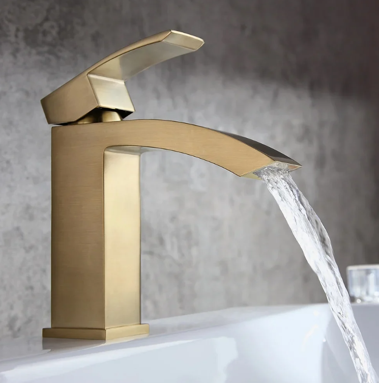 Homary Robinetterie de lavabo à un trou montée sur plateau de style contemporain en or brossé