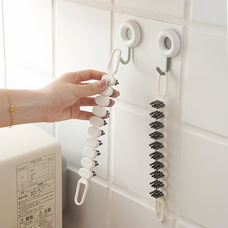 JORDAN&JUDY Set de brosse à fente pliable, 3 pièces, nettoyant pour salle de bains, robinet et cuisine, ABA+PP, poils doux pour les zones difficiles d’accès, 23 x 3 x 2 cm