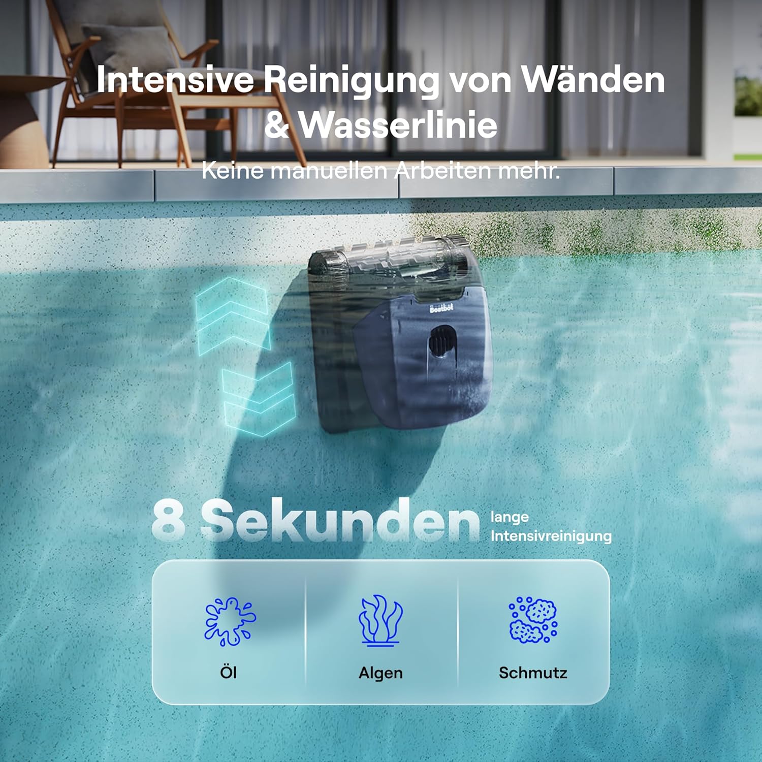 Beatbot M10 Version Robot de Piscine Sans Fil — Fond/Parois/Ligne d'Eau/Plages Sous-marines, Aspiration 25 700 L/h, Stationnement Intelligent sur la Ligne d'Eau