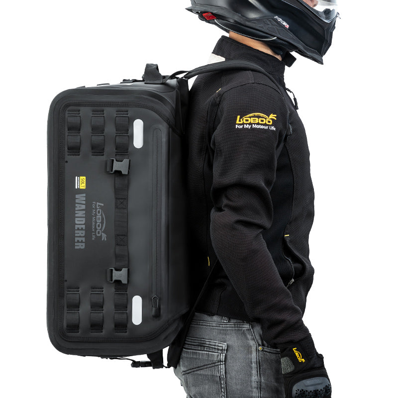 LOBOO Wanderer Sac pour arrière de moto en TPU renforcé imperméable avec sangles de sac à dos et fermeture magnétique à rabat - 50 L
