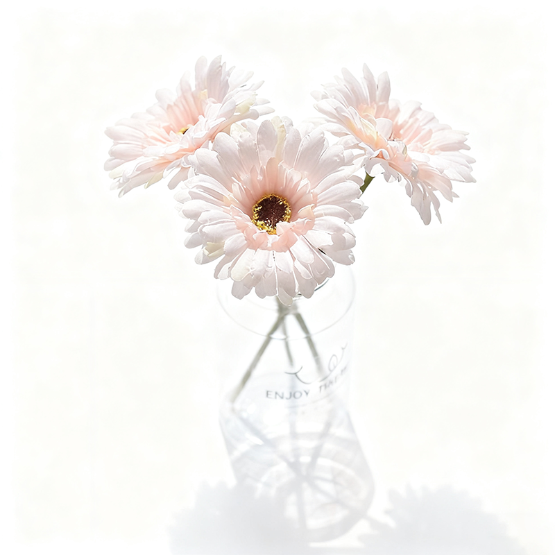 Yuejia 3 pièces Fleurs de gerbera artificielles en soie 9,05 po / 23 cm, décoration mariage, maison, vérandas et table, fausses marguerites chrysanthèmes, décoration fête et maison, rose