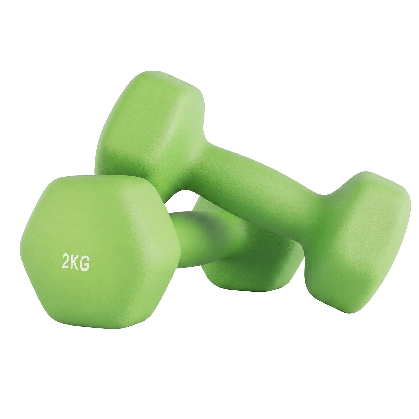 JOYFURNOSLot de 2 haltères, Poids en néoprène 2 x 2 kg, Hexagonaux, Pour entraînement à domicile et remise en forme, Vert